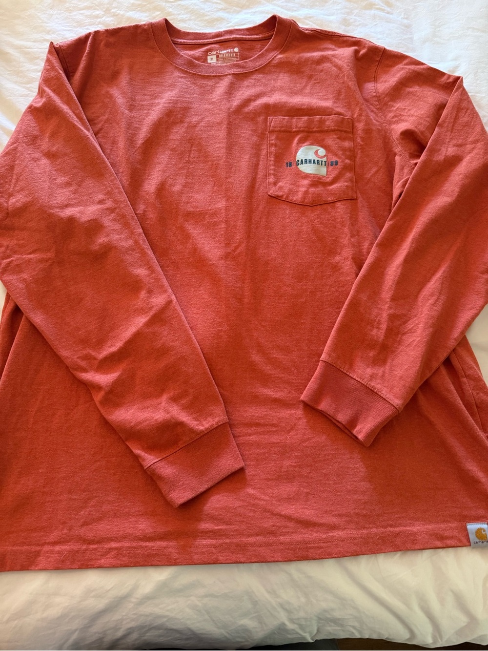 Carhartt Men’s Long-Sleeve Pocket Tee in Orange